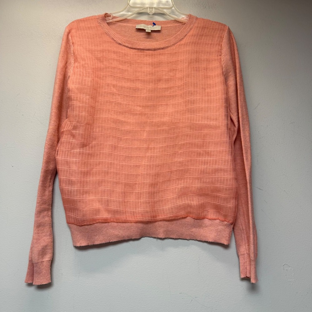 Dance & Marvel Sweater Womens S/M Peach Excellent Sheer Grid Mixed Media Knit